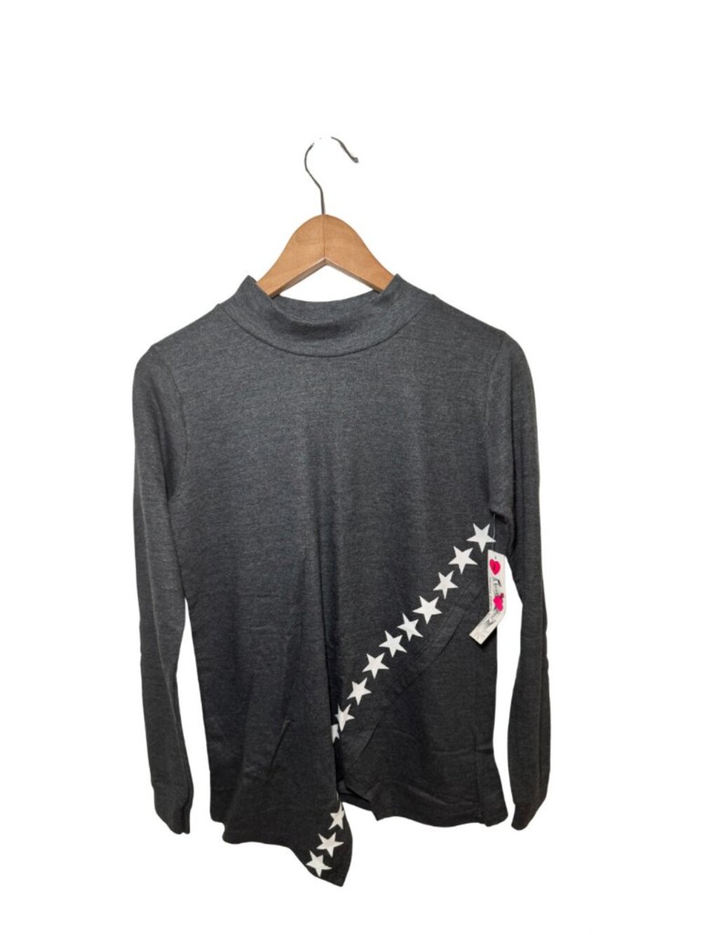 NWT Heart & Soul Gray Mock Neck Star Top L
